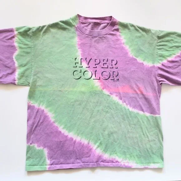 HYPERCOLOR Generra T Shirt L XL Purple Green Tie Dye Vintage 90s Single Stitch - Picture 1 of 4